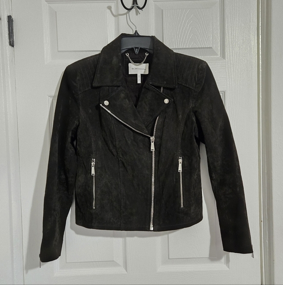 BCBGeneration Suede Leather Jacket Women's Size Large Dark Brown - Picture 2 of 13